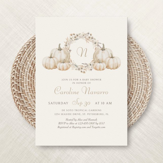 Convites Chá de fraldas de outono do Monograma de Bombeiros (Criador carregado)