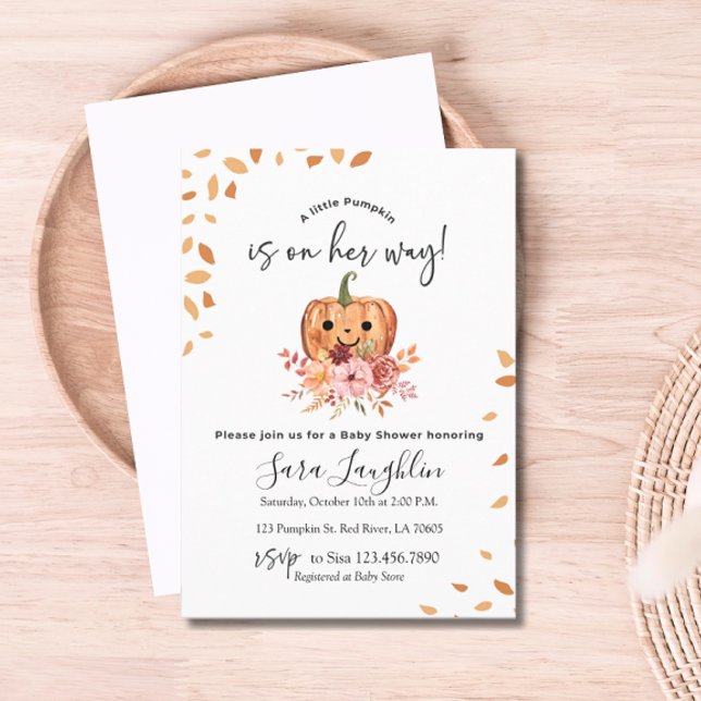 Convites Chá de fraldas de outono Russo de Bombas de Outono (Rustic Autumn Pumpkin Baby Shower Invitation)