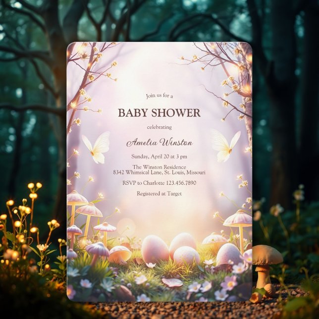 Convites Chá de fraldas de Ovos de Páscoa de Floresta Encan (Enchanted Forest Whimsical Egg Easter Themed Baby Shower Invitation)
