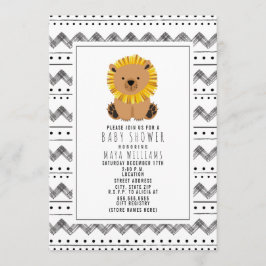 Convites Chá de fraldas De Padrão Branco E Preto-Leão