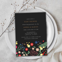 Chá de fraldas de Padrão de Flor Selvagem Preto