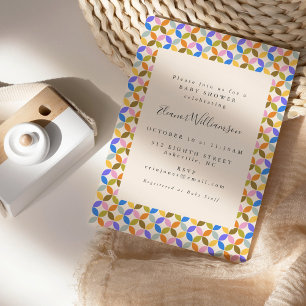 Convites Chá de fraldas de Padrão Geométrico Moderno Col