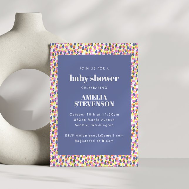 Convites Chá de fraldas de Padrões de Abstrato Roxo para Re (Criador carregado)