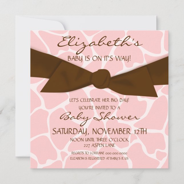 Convites Chá de fraldas de padrões Girafa Convide com Arco  (Frente)