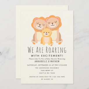 Convites Chá de fraldas de Pais Lion Roaring Entusiasmo 2