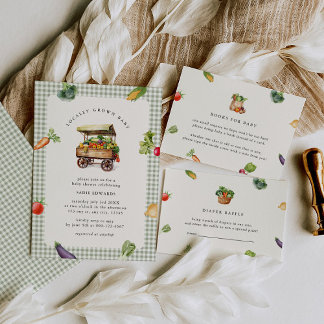 Convites Chá de fraldas De Países Do Mercado De Agricultore