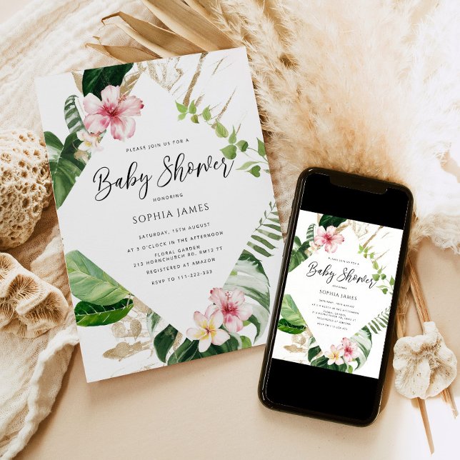 Convites Chá de fraldas de palmeiras tropicais (Criador carregado)