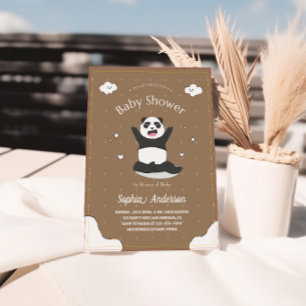 Convites Chá de fraldas de Panda castanho-bonito - Chá de f
