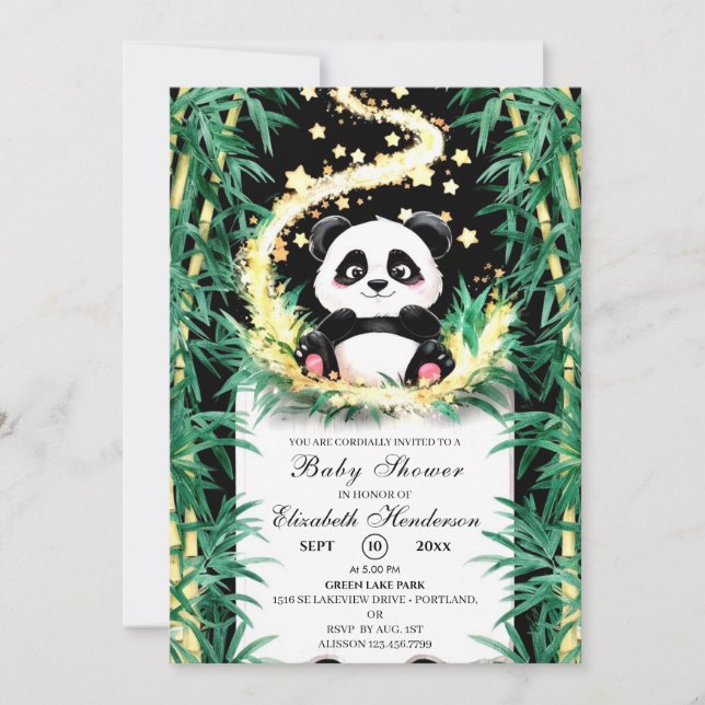 Convites Chá de fraldas de Panda do Woodland Personalizado (Frente)