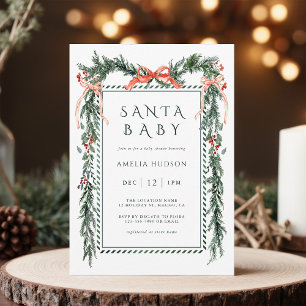 Convites Chá de fraldas de Papais noeis de Natal Garland