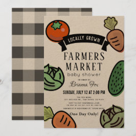 Convites Chá de fraldas de papel Kraft para o mercado de ag