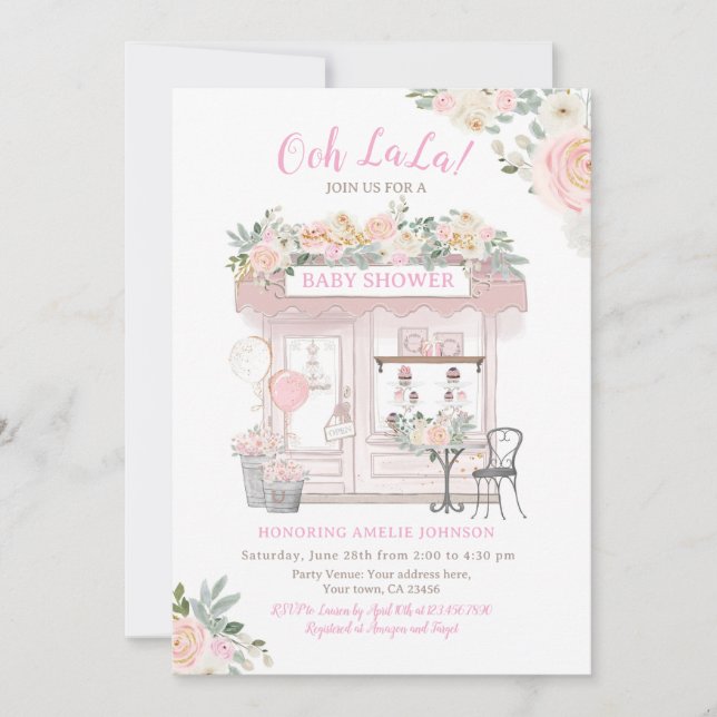 Convites Chá de fraldas de Paris (Frente)