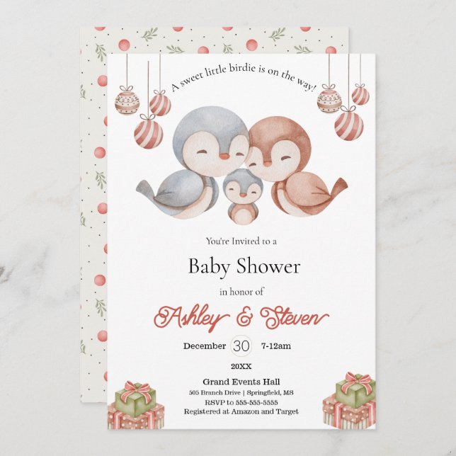Convites Chá de fraldas de passarinho doce (Frente/Verso)