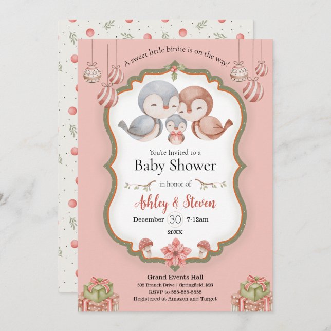 Convites Chá de fraldas de passarinho doce (Frente/Verso)