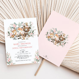 Convites Chá de fraldas de Pastel Pink Floral