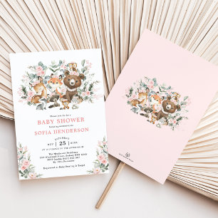 Convites Chá de fraldas de Pastel Pink Floral