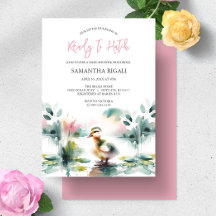 Chá de fraldas de Pato de Aquarela de Menina Cóta