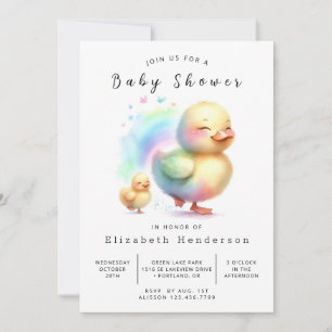 Convites Chá de fraldas de Pato Editável por Aquarela