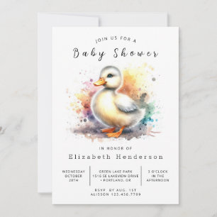 Convites Chá de fraldas de Pato Personalizado de Aquarela