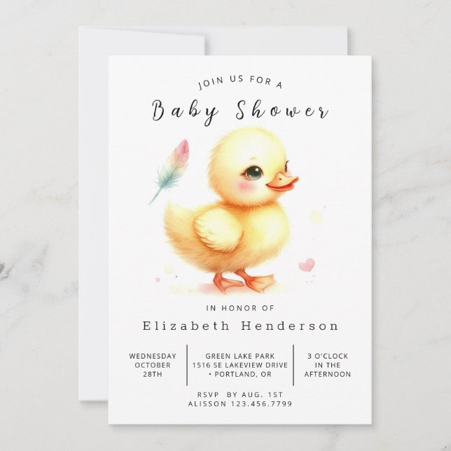 Convites Chá de fraldas de Pato Personalizado Divertido (Frente)
