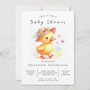 Convites Chá de fraldas de Pato Personalizado Elegante