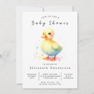 Convites Chá de fraldas de Pato Personalizado Encantado