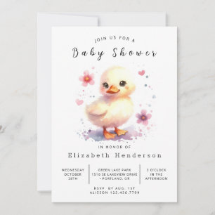 Convites Chá de fraldas de Pato Personalizado Feliz