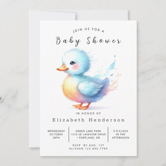 Convites Chá de fraldas de Pato Personalizado Whimsical (Frente)