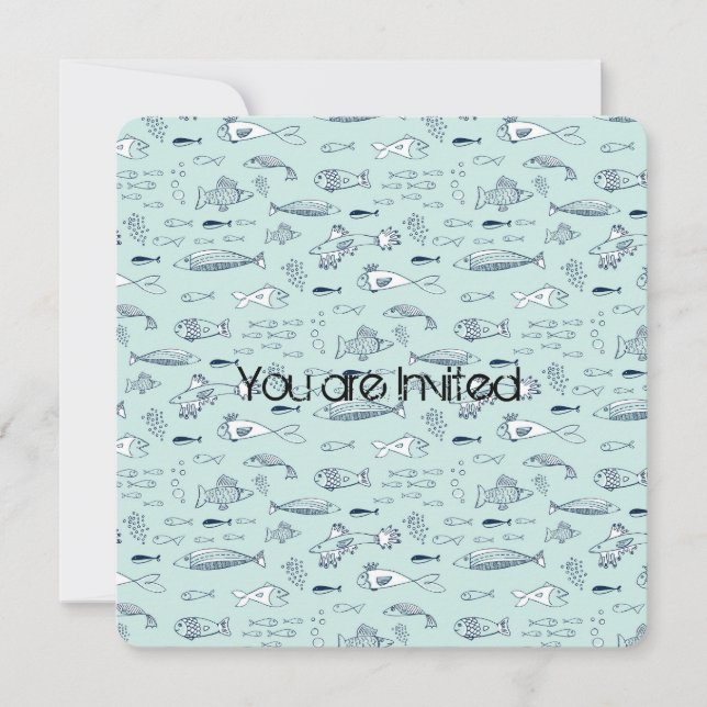 Convites Chá de fraldas de peixe azul (Frente)