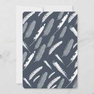 Convites Chá de fraldas de penas brancas do marinho