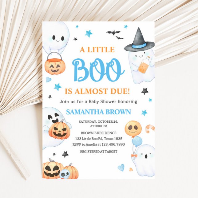 Convites Chá de fraldas de Pequeno Boi do Fantasma Azul (A Little Boo Baby Shower Invitation
)