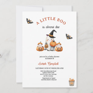 Convites Chá de fraldas de Pequeno Boo da Pumpkin laranja d