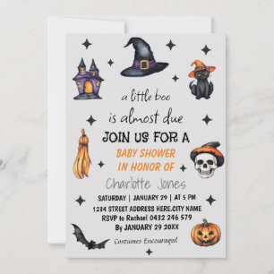 Convites Chá de fraldas de Pequeno Boo do Halloween Moderno