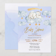 Chá de fraldas de Pequeno Estrelo de Elefante Azul