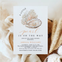 Convites Chá de fraldas de Pérola Costeira Elegante Beige