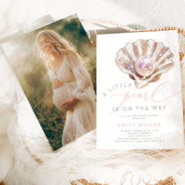 Convites Chá de fraldas de Pérolas de Foto em Aquarela