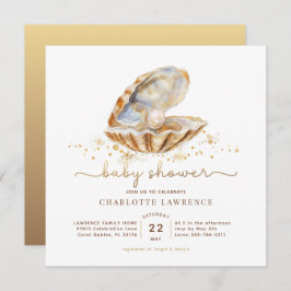 Convites Chá de fraldas de Pérolas Pequenas do Oceano de Aq