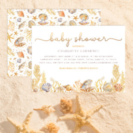 Convites Chá de fraldas de Pérolas Pequenas do Oceano de Aq