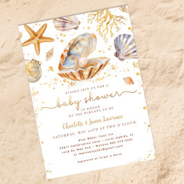 Convites Chá de fraldas de Pérolas Pequenas do Oceano de Aq