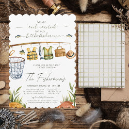 Convites Chá de fraldas De Pesca Com Cores De Água Da Reel