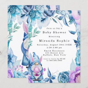 Convites Chá de fraldas de Peste Azul Púrpura de Coelho da