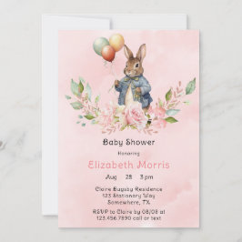 Convites Chá de fraldas de Peter Rabbit Laurel Wreath Girl