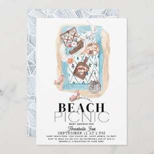 Convites Chá de fraldas de Picnic Beach Indigo