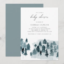 Convites CHÁ DE FRALDAS de pinheiro azul-inverno EGRET