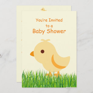 Convites Chá de fraldas de Pintinho Amarelo-Cinto