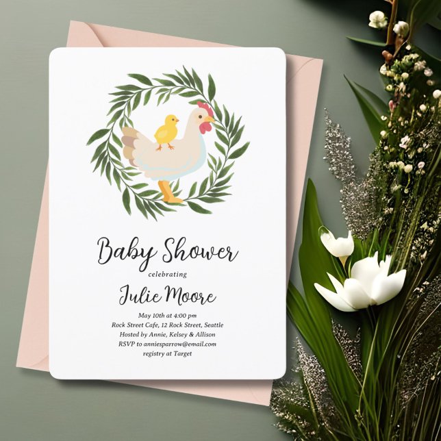 Convites Chá de fraldas de Pintinho de fazenda (Criador carregado)