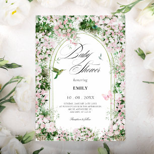 Convites Chá de fraldas de pintura de arte de jardim floral