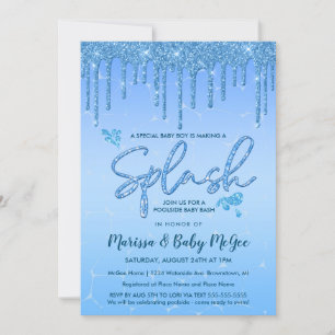 Convites Chá de fraldas de Piscina do poolside