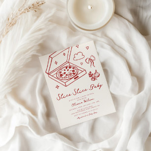 Convites Chá de fraldas de Pizza Bebê Fatia Fatia