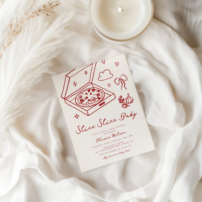 Convites Chá de fraldas de Pizza Bebê Fatia Fatia (Criador carregado)